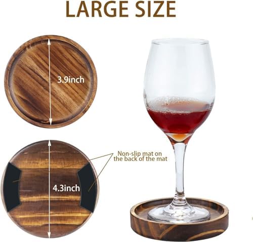 6Pcs Wooden Coasters for Drink-Acacia Wood Drink Coasters Set with Holder - Image 2