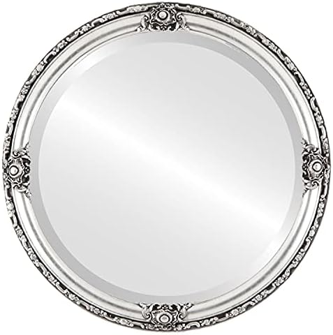 OVALCREST Round Beveled Wall Mirror for Home Decor - Jefferson Style - Silver Leaf with Black Antique - 26x26 Outside Dimensions