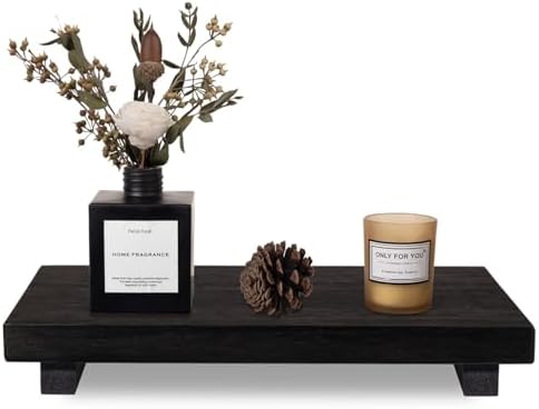 Wood Bathroom Tray Farmhouse Decor Kitchen Soap Holder, 11.8"x7" Black by zoocatia