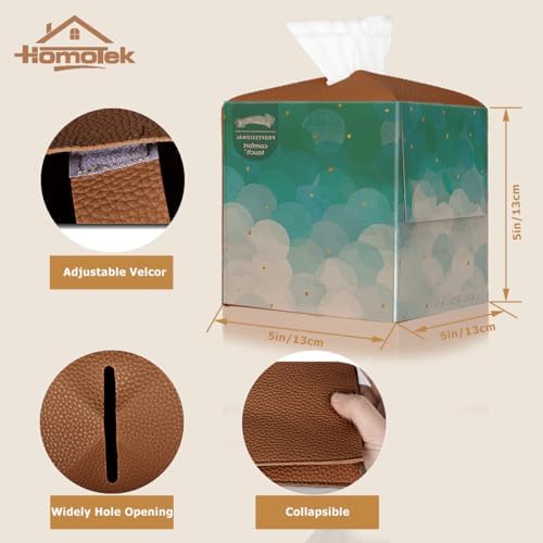 HOMOTEK 2 Pack Tissue Box Cover, Square PU Leather Tissue Holder, Decorative Facial Tissue Cube Paper Organizer Dispenser for Bathroom, Night Stands, Desk, Car 5X5X5'' - Dark Gray, Pebble Grain - Image 3