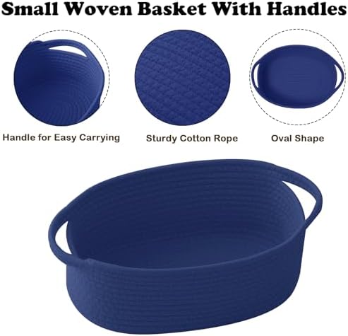 Royal Blue Woven Rope Basket,Baby Gift Basket with Bag & Ribbon - Image 3