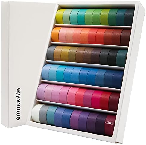 emmoolife 60 Rolls Washi Tape Set 15mm Wide Rainbow Colored Painters Masking Tape Supplies Writable Cute Colorful Decorative Craft Tape for Scrapbook DIY, Planner, Arts, Labeling and Color-Coding by emmoolife