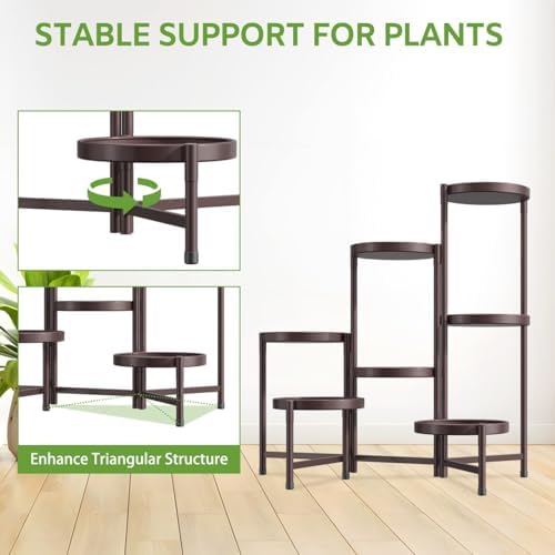 iDavosic.ly 7 Tier Large Plant Stand Indoor Outdoor, 10 Inch Tray, Bronze - Image 6