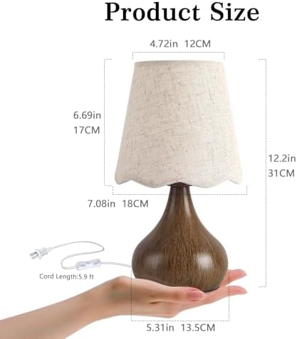 Ziqqeelam Wood Grain Small Table Lamp, Farmhouse Bedroom Lamps for Bedside Nightstand, Vintage Small Table Lamps for Small Spaces for Kitchen Counter, Home Office, Living Room, Kids Dorm, Bookshelf - Image 2
