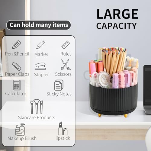 Camelmother 360°Rotating Pen&Pencil Holder For Desk With 5Slots Cute Office - Image 5