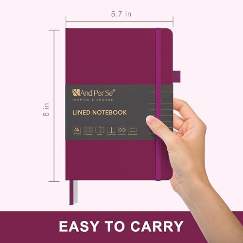 &And Per Se Lined Journal Notebook, 160 Pages, A5 5.7 x 8 inches College Ruled Thick Paper Notebook Journals for Writing, Hardcover Notebooks for Women Men Office School (1 Pack, Mulberry Purple) - Image 2