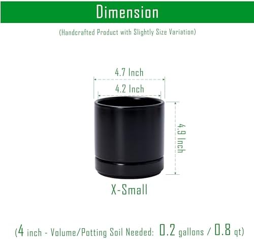 D'vine Dev 4.7 Inch Ceramic Planter Pot, Black, 94-O-B-2 - Image 3