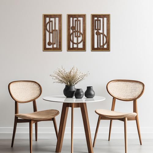 KAIRNE Abstract Geometric Wooden Wall Art Minimalist Boho Mid Century Decor - Image 4