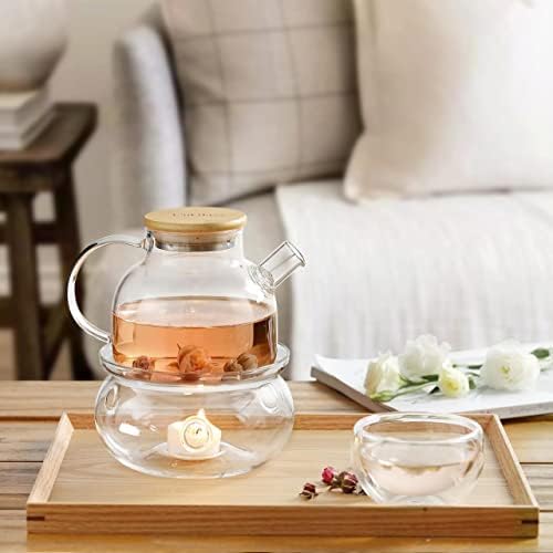 CnGlass Universal Glass Teapot Warmer,Handcrafted with Heat Proof & Lead-Free Glass Tealight Warmer 5.3 in/13.5cm diameter (Candle not Included) - Image 6