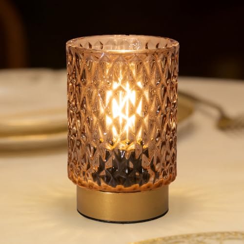 LUSHARBOR Battery Operated Lamp with Timer, Set of 2 Small Table Lamp Amber - Image 7