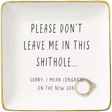 NZY Please Don't Leave Me-Funny Coworkers Friendship Colleague Leaving Gift,Goodbye,Promotion,Farewell Christmas Gift-Ceramic Jewelry Tray Trinket Holder Ring Dish by NZY