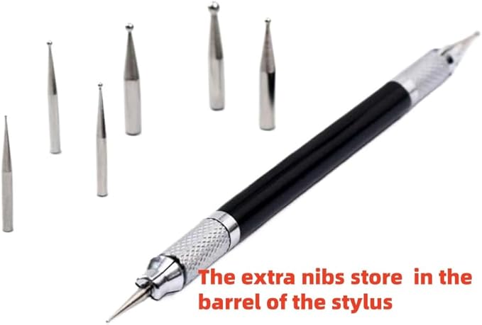 citian Dual Tipped Leather Craft Stylus with 8 Replaceable Ballpoint Heads (0.6-3mm), for Embossing, Carving & Modeling, Spoon & Pen Ends