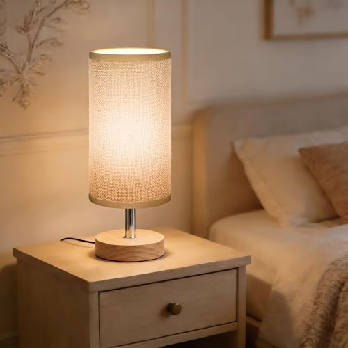 Bedside Table Lamps, Table Lamp for Bedroom, Lamps for Night Stands with Linen Lampshades, Small Table Lamp for Living Room, Office (Bulb Excluded) (Brown) - Image 7
