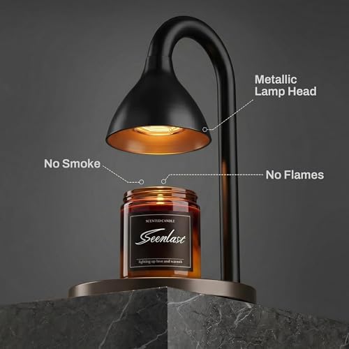 seenlast Black Candle Warmer Lamp with Timer – Industrial Minimalist - Image 4