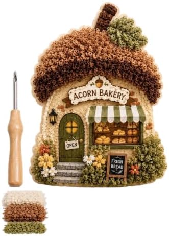 Whimsical Village 3D Poke Art Kit, DIY Cottagecore Fabric Craft Set for Adults, Beginner Friendly Storybook Art Project, Floral Mushroom House Craft Hobby, Multiple Cute Designs for Relaxation, C - Image 6