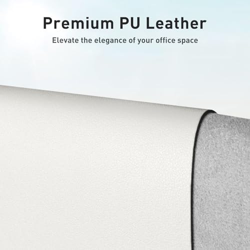 Aothia Leather Desk Pad Protector, Mouse Pad, Office Desk Mat, Non-Slip PU Leather Desk Blotter, Laptop Desk Pad, Waterproof Desk Writing Pad for Office and Home (Off-White,31.5" x 15.7") - Image 2