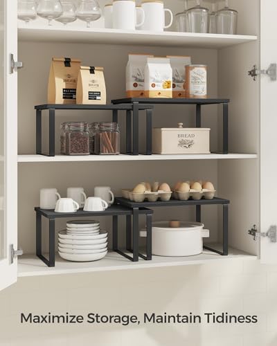 SONGMICS Cabinet Organizer Shelf, Set of 2 Spice Rack, Kitchen Storage - Image 3