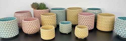 Nordring Stoneware Flower Pot – 6’’ Grey Planter with Polka Dots – Modern Ceramic Pot with Crackle Glaze – No Drainage Holes – Holds 5’’ Indoor Plant - Image 4