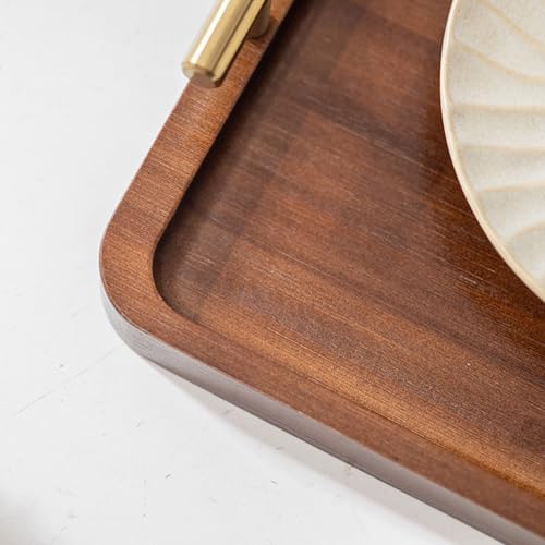 Bamboo Serving Tray with Gold Handles, Large - Image 4