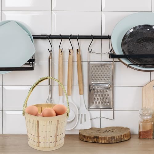 Woven Basket for Fruit and Eggs, Small Handheld Storage Basket, Natural Material, Large Capacity Organizer for Kitchen and Picnic Use - Image 7
