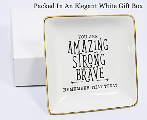 NZY Trinket Tray Ring Dish Jewelry Holder Gifts for Daughter,Niece,Granddaughter,Mom,Best Friend,Sister,Coworker,Nurse, Teacher,Wife,Grilfriend-You Are Amazing and Strong-Inspirational Gifts - Image 6