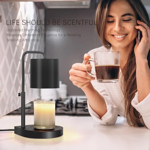 zukakii Candle Warmer Lamp Adjustable Height Dimmable with Timer Large Jar Candles Compatible - No Flame Scented Wax Warmer with 2 Bulbs - Mothers Day Gift - Black - Image 7