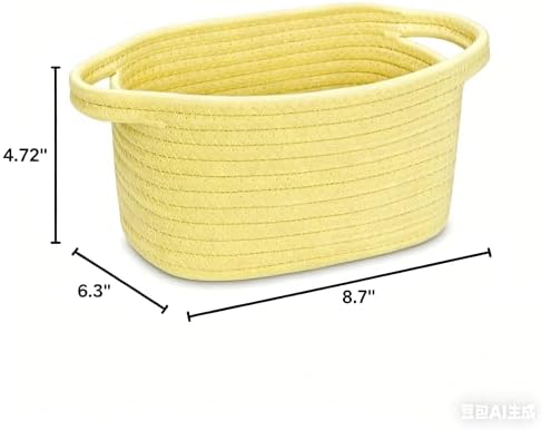 ABenkle Small Storage Basket, Mini Basket, Cute Tiny Cotton Rope Woven Basket, Shelf Basket, Boho Decorative Toy Storage Bin Gift Basket - Image 2