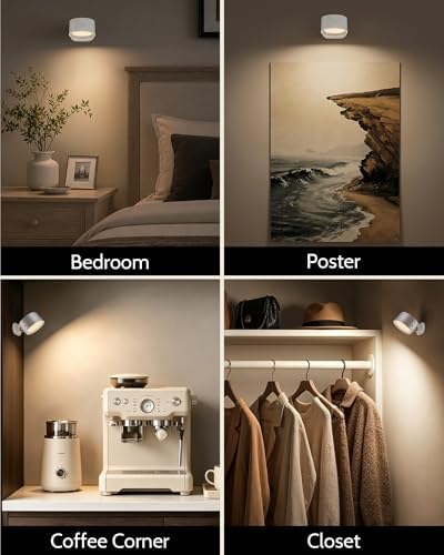 Rechargeable Wall Sconces with Remote, Magnetic Wall Lights, White - Image 6