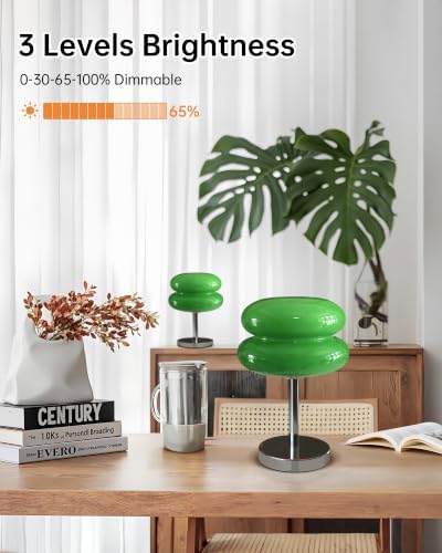 Mushroom Table Lamp for Bedroom, Cordless Mid Century Modern Lamp, Cute Egg Tart Small Night Light, 6000mAh Rechargeable Table Light for Living Room Nightstand Home Mushroom Decor Aesthetic (Green) - Image 4