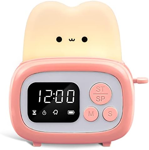 QANYI Timer Clock Night Light for Kids, Tiny Hand Size Portable LED Clock Lamp Kids Desktop Timer for Toothbrush, Learning, Exercise, Bathroom, Oven, Baking, Cooking, Table, Bedroom, Kitchen by QANYI