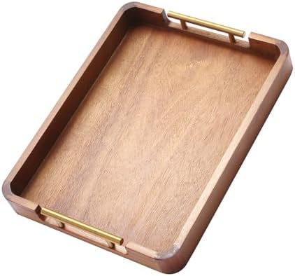 Acacia Wood Serving Tray with Handles, 17x13 Inch Ottoman Tray for Coffee Table,Candle Display,Breakfast in Bed, Large Wooden Decorative Tray with Non-Slip Pads, for Kitchen, Dining, Home Decor by Homeumi