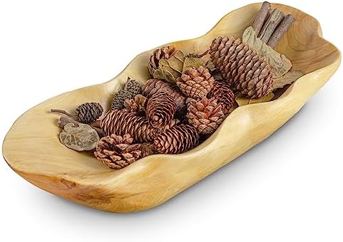 BTEOBFY Wooden Fruit Bowl Handcrafted Wood - Natural Fruit Basket for Kitchen Counter Display, Decorative Bowl for Apples, Oranges, Pineapples (15 Inch)​ by BTEOBFY
