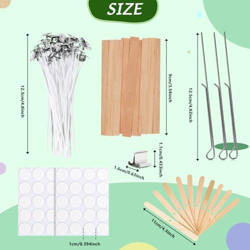 Candle Making Supplies Kit - Natural Cotton & Wooden Wicks with Stickers, Sustainers, Holders for Soy Wax, Beeswax, Coconut Wax DIY Candle Making Supplies (Pack of 6) - Image 4