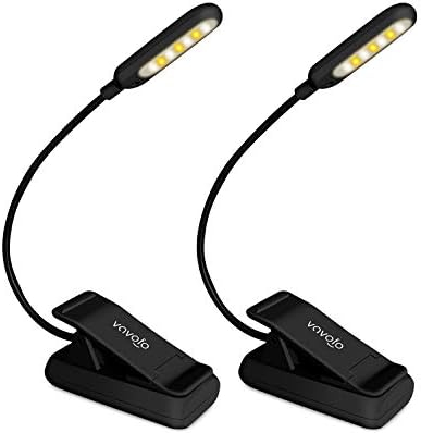 VAVOFO Clip On Rechargeable Reading Light, 7 LEDs with 3 Colortemperature 9 Brightness Levels Book Lights for Reading in Bed with Power Indicator for Bookworms (2 Pack Black) by VAVOFO