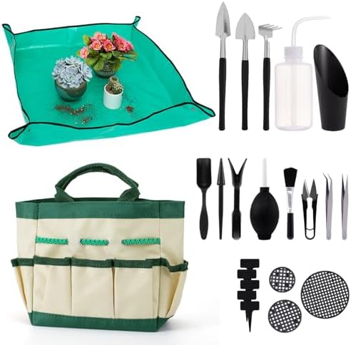 ANPHSIN 44pcs Small Gardening Tools Gifts for Women Beginners, Green by ANPHSIN