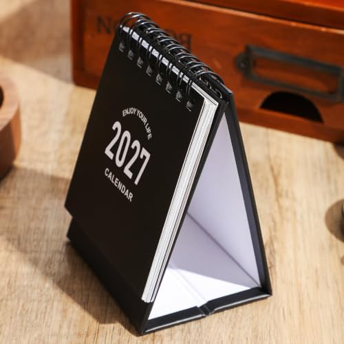 Mini Desk Calendar 2027-2028 - Use January 2027 to June 2028, Small Standing Desk Calendars with Stickers for Home Office School, 250gsm Thick Paper (Mini Black) - Image 3