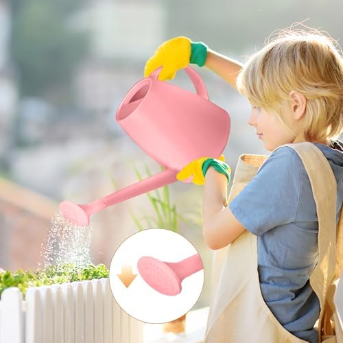Plastic Watering Can - for Indoor and Outdoor House Plant Garden - with Long Spout - 1/2 Gallon - Pink - Image 5
