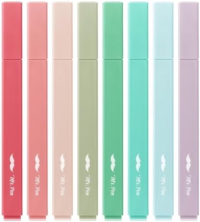 Mr. Pen- Aesthetic Highlighters No Bleed, 8 Pack, Assorted Colors | Chisel Tip, Cute Highlighters Assorted Colors for Journaling, Highlighting, Underlining, Fast Dry, Back to School Supplies by MrPen
