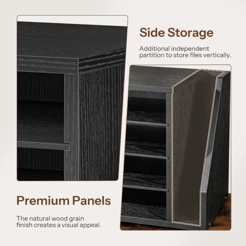 HOOBRO Mail Sorter, Literature Organizer with Adjustable Shelves, Paper Organizer for Office, Home, Wood Countertop File Holders, Mails, Magazines, Black BK41WF01 - Image 7