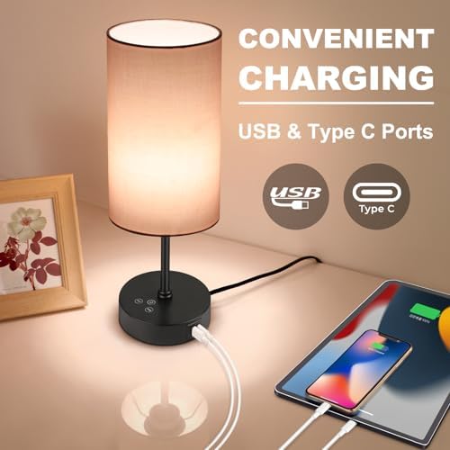 Unicozin Table Lamp for Bedroom, 3 Color Temperatures, 7 RGB Colors, Adjustable Brightness, Dual USB Charging Ports, Ambience Nightstand Light with Pink Shade, Desk Lamp for Kids Reading Home Office - Image 5