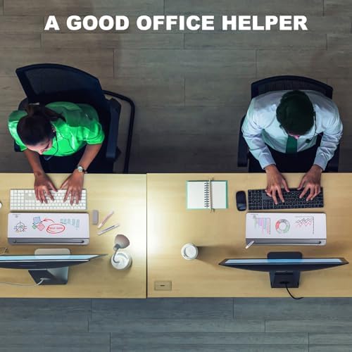 Small Desktop Glass Whiteboard Dry-Erase-Board - Computer Keyboard Stand White Board Surface Pad with Drawer, Desk Organizers with Accessories for Office, Home, School Supplies - Grey - Image 6