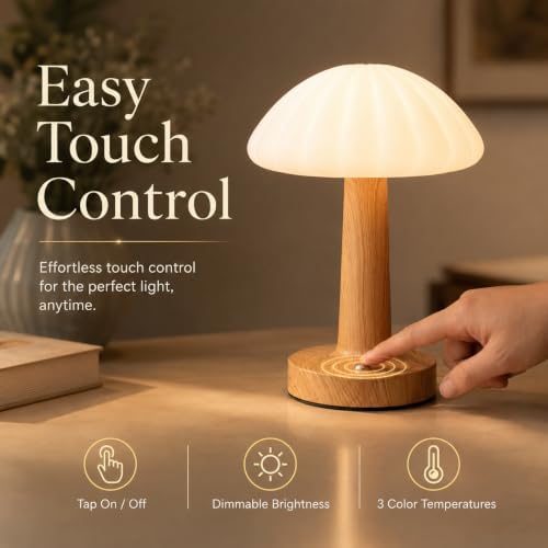 Outdoor Table Lamp, Mushroom Shape, Rechargeable, Waterproof - Image 5
