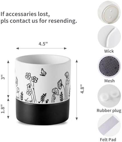 Nihow Self Watering Pots for Indoor Plants,4.5 Inch,White,Hand Painting - Image 2