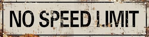 AWISZZZ No Speed Limit Signs Vintage Reproduction Funny Garage Man Cave Metal Sign Door Accessories Wall Decor Vintage Signs Retro Art Plaque for Garden Pub Coffee Hanging Decor 4x16 In by AWISZZZ