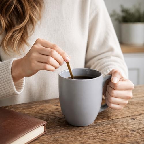 AmorArc 12 oz Coffee Mugs Set of 12, Ceramic Coffee Cups-Matte Gray - Image 5