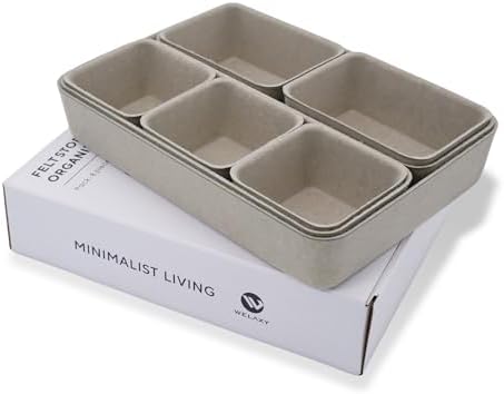 Welaxy Office Felt Desk Drawer Organizer Tray 8pc Stone Natural Storage Bin by Welaxy