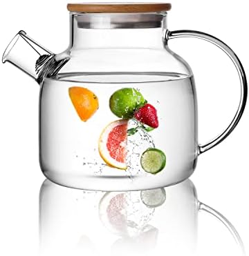 CnGlass Glass Teapot Stovetop Safe,40.6oz Clear Tea pot with Removable Filter Spout,Loose Leaf and Blooming Tea Maker by CNGLASS