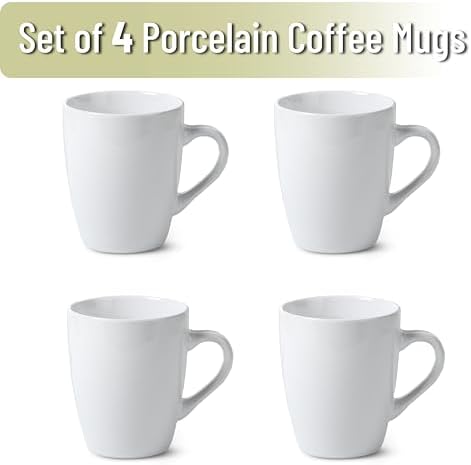 BTaT- Porcelain Coffee Mugs Set, 4 Pack, 12oz, White Ceramic Cups - Image 2