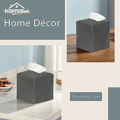 HOMOTEK 2 Pack Tissue Box Cover, Square PU Leather Tissue Holder, Decorative Facial Tissue Cube Paper Organizer Dispenser for Bathroom, Night Stands, Desk, Car 5X5X5'' - Beige, Pebble Grain - Image 6