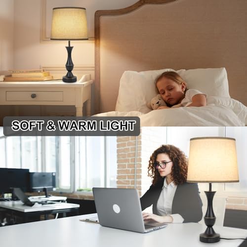 LALISU Touch Table Lamps Set of 2, Farmhouse Table Lamp with USB Charge - Image 5